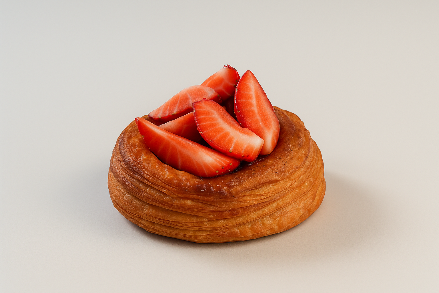 Слойка с шоколадным крем-брюле и клубникой