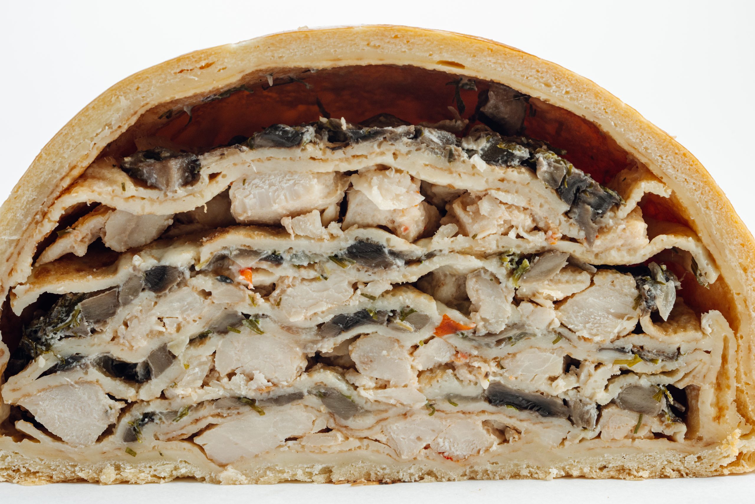 Пирог курник с блинами