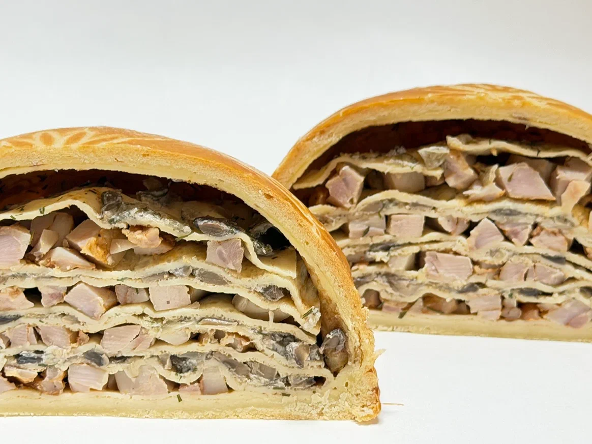 Пирог курник с блинами